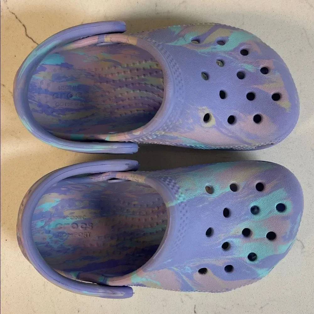 Crocs Classic Marbled Clogs for Kids - Moon Jelly - Toddler 7 Purple Tie Dye